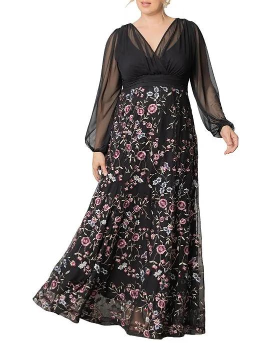 Women's Plus Size Isabella Embroidered Mesh Formal Gown