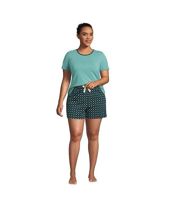 Women's Plus Size Knit Pajama Short Set Short Sleeve T-Shirt and Shorts