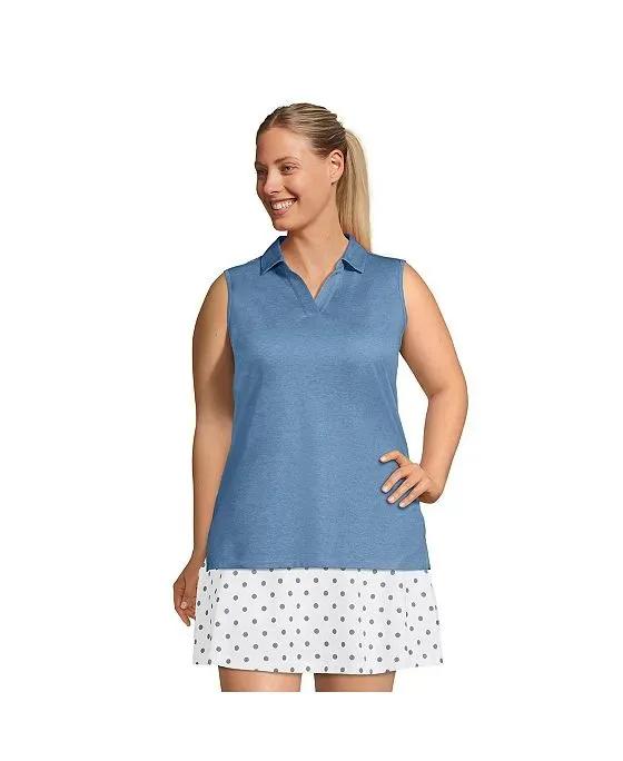 Women's Plus Size Performance Pique Sleeveless Polo T-Shirt
