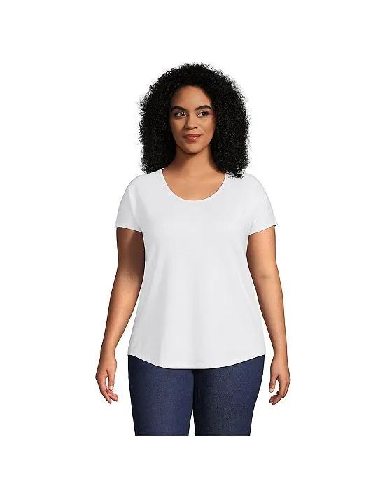 Women's Plus Size Short Sleeve Lightweight U neck T-shirt