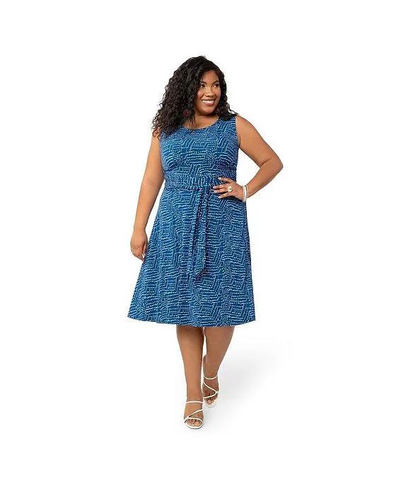 Women's Plus Size Sleeveless Brittany Fit And Flare Dress