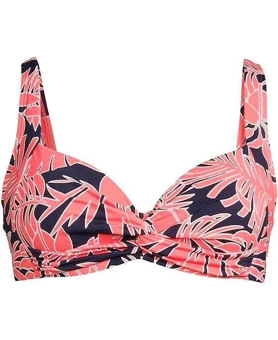 Women's Plus Size   Twist Front Underwire Bikini Swimsuit Top Adjustable Straps