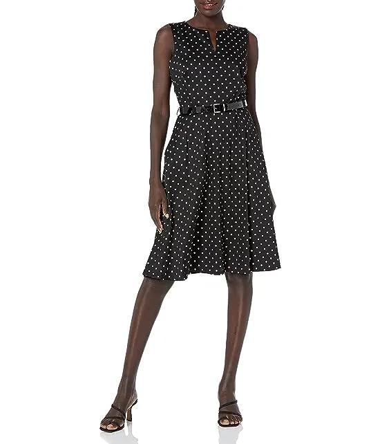 Women's Polka Dot Cotton Fit and Flare Dress