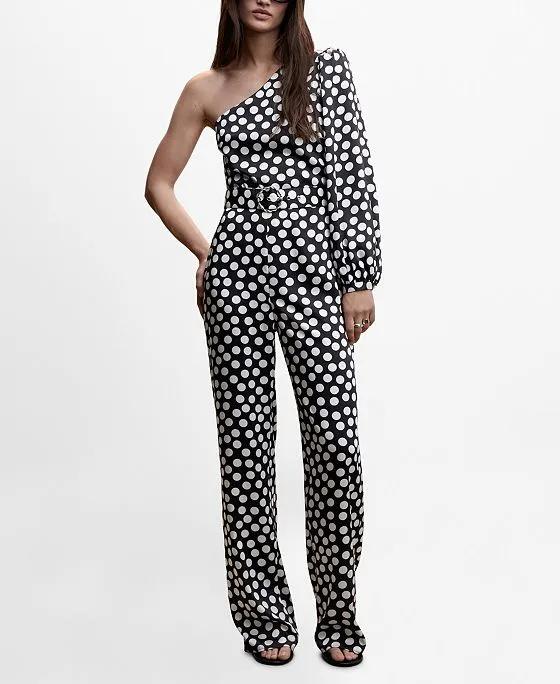 Women's Polka Dots Asymmetric Jumpsuit