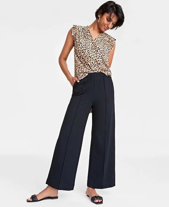 Women's Ponte Pull-On Wide-Leg Pants, Created for Macy's