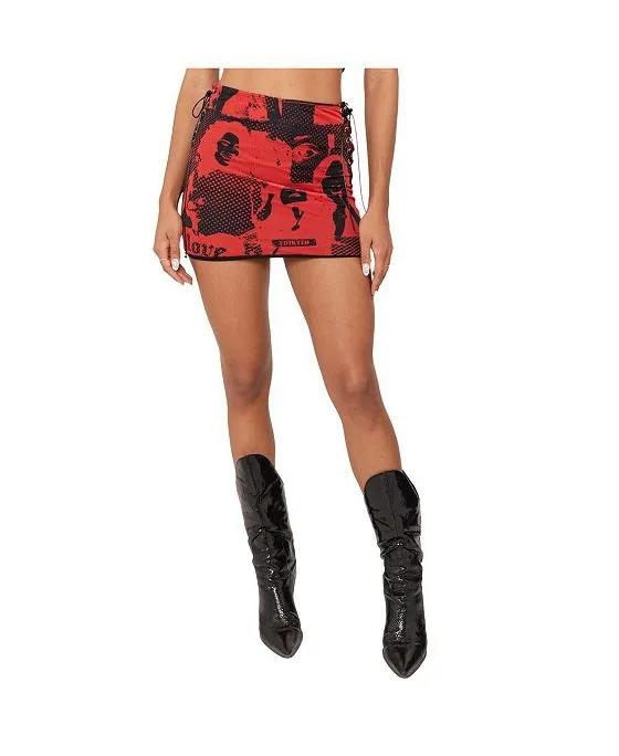 Women's Pop Art Mesh Mini Skirt