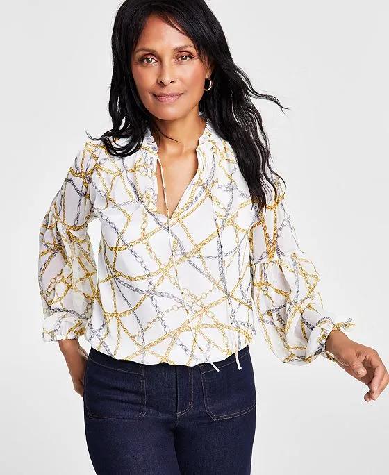 Women's Printed Cold-Shoulder Top, Created for Macy's 