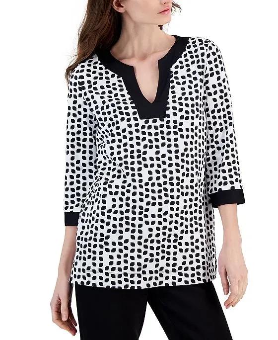 Women's Printed Contrast-Border Blouse