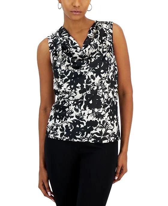 Women's Printed Cowlneck Sleeveless Top, Created for Macy's