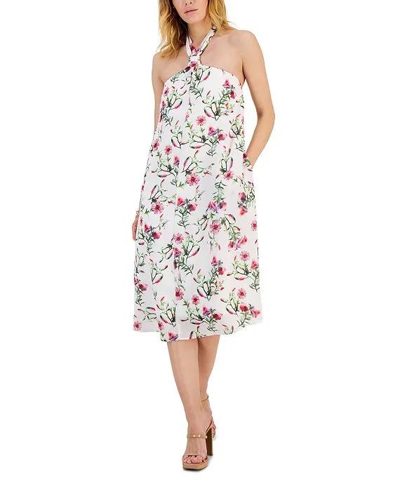 Women's Printed Halter-Neck Midi Dress, Created for Macy's 