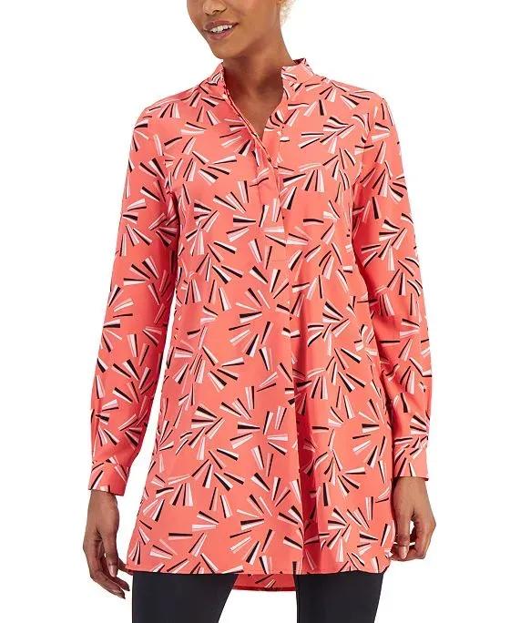 Women's Printed Long-Sleeve Popover Tunic, Created for Macy's