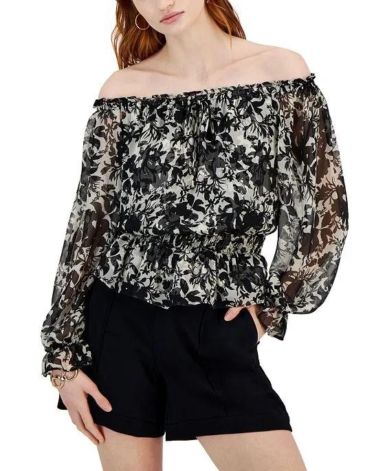 Women's Printed Off-The-Shoulder Top, Created for Macy's