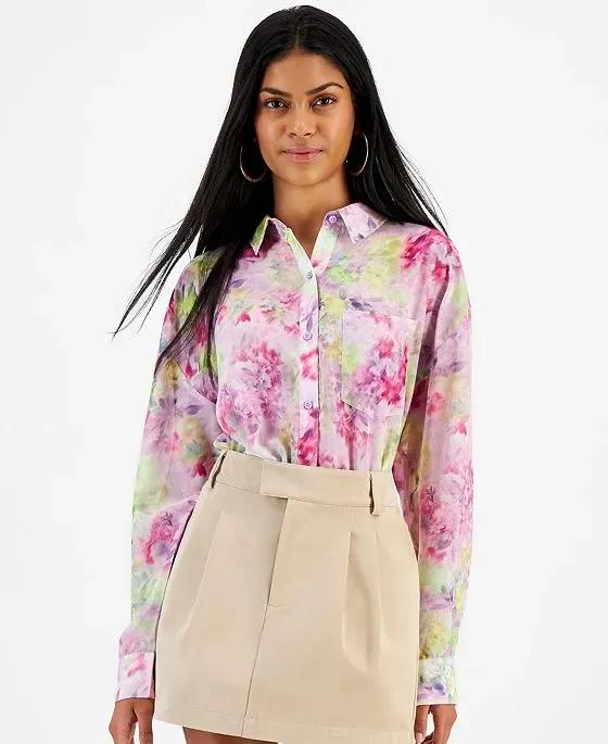 Women's Printed Oversized Shirt, Created for Macy's