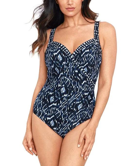 Women's Printed Palatium Sanibel Ruched-Front One-Piece Swimsuit