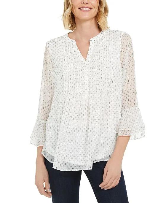 Women's Printed Pintuck Top, Created for Macy's