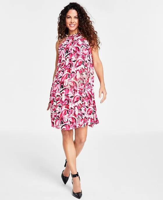 Women's Printed Pleated A-Line Halter Dress, Created for Macy's