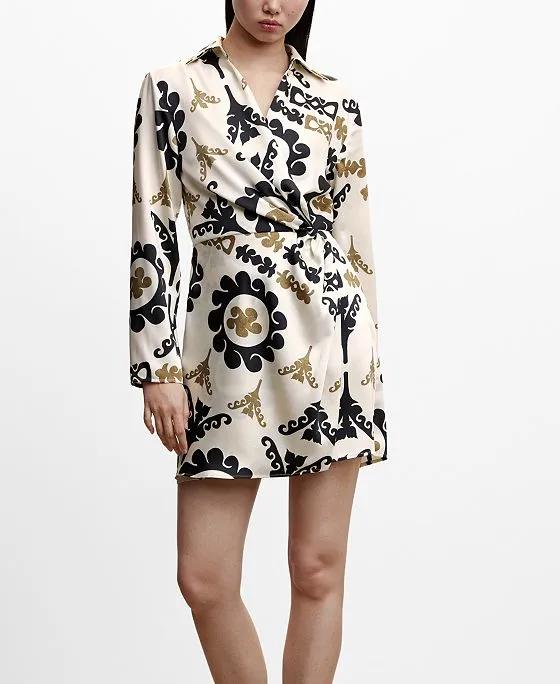 Women's Printed Satin Dress