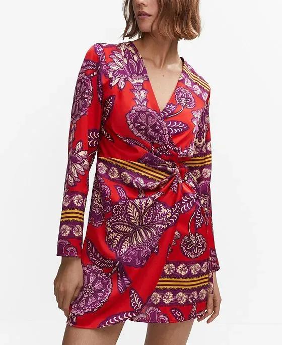 Women's Printed Satin Dress