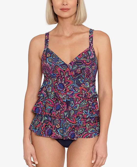 Women's Printed Tummy-Control Tiered One-Piece Swimsuit, Created For Macy's