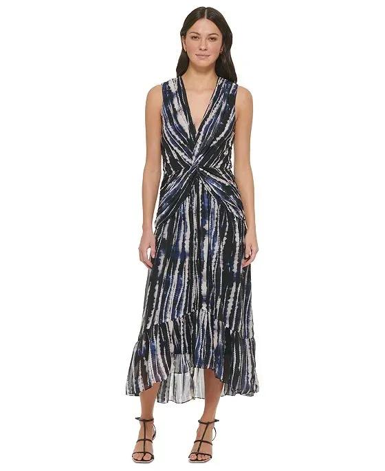 Women's Printed Twist-Front Fit & Flare Dress