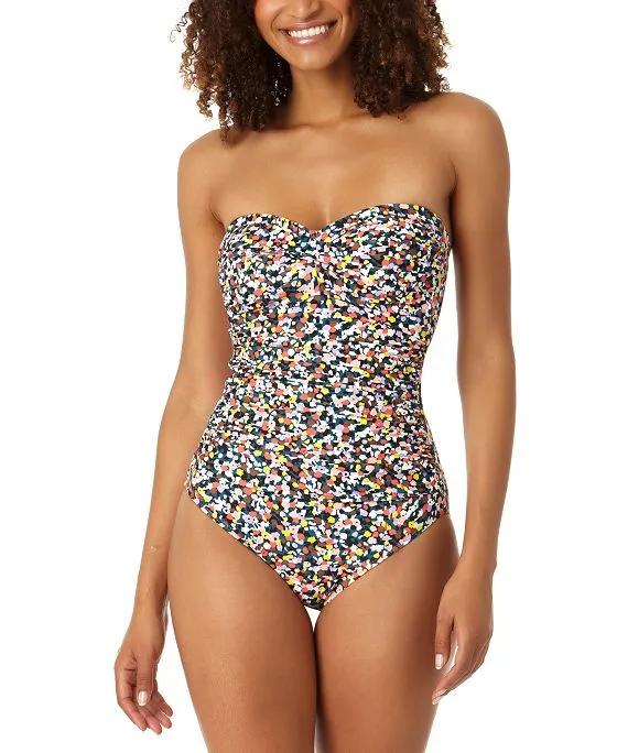 Women's Printed Twist-Front Ruched One-Piece Swimsuit