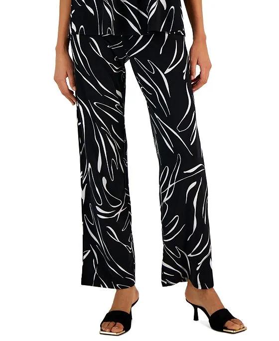 Women's Printed Wide-Leg Pants, Created for Macy's