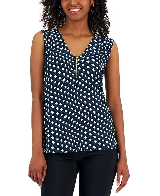 Women's Printed Zip-Front Tank Top, Created for Macy's