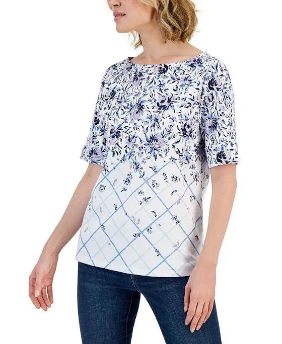 Women's Provence Placement Boat-Neck Top, Created for Macy's