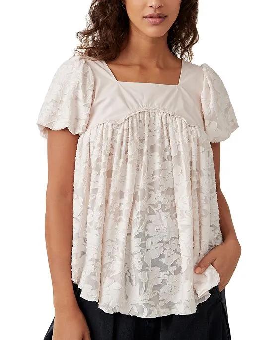 Women's Puff-Sleeve Lace Top