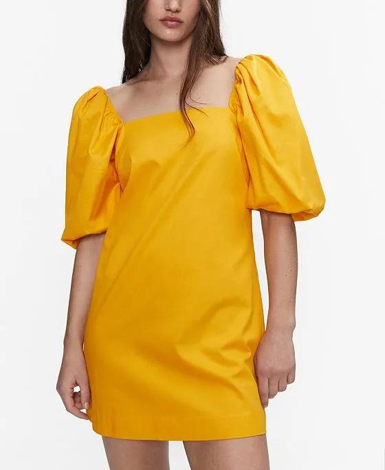 Women's Puffed Sleeves Short Dress