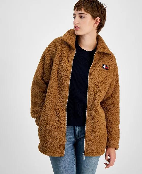 Women's Quilted Sherpa Car Coat
