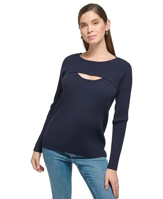 Women's Ribbed Cutout Sweater