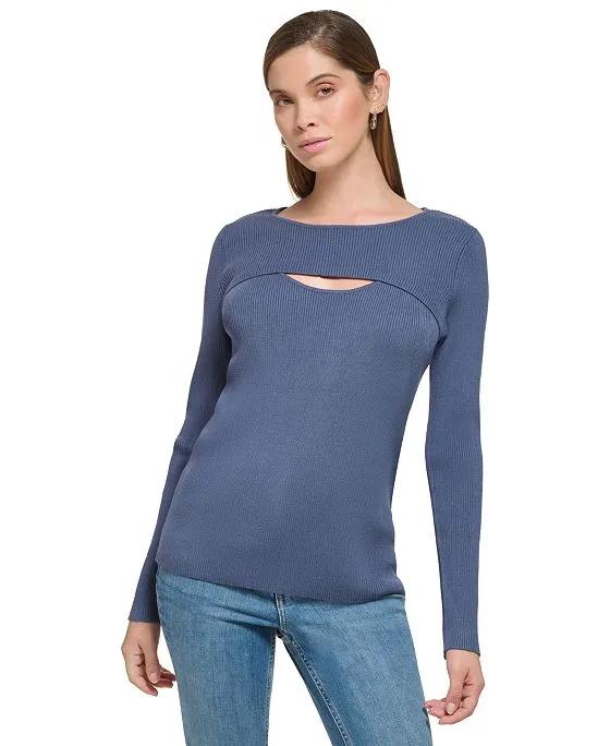 Women's Ribbed Cutout Sweater