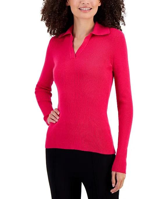 Women's Ribbed Johnny-Collar Sweater