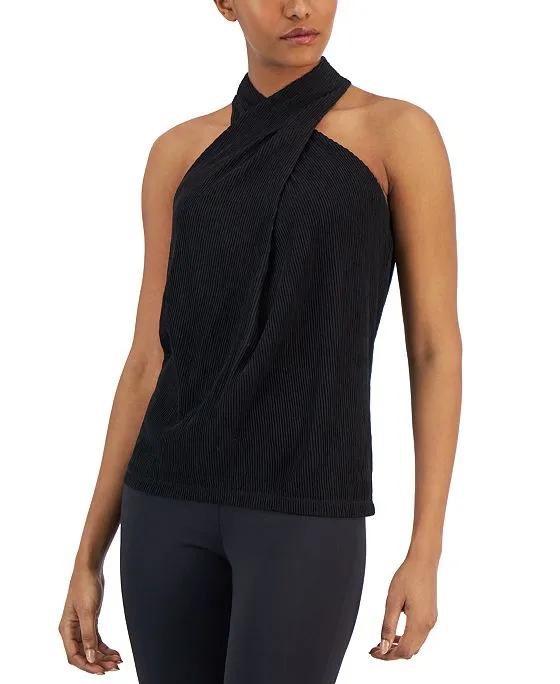 Women's Ribbed Pleated Halter Top