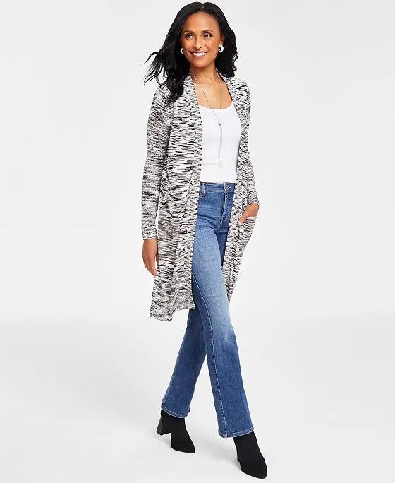 Women's Ribbed Space-Dye Cardigan, Created for Macy's