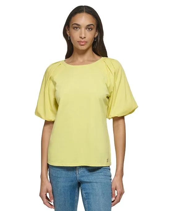 Women's Round-Neck Puff-Sleeve Top