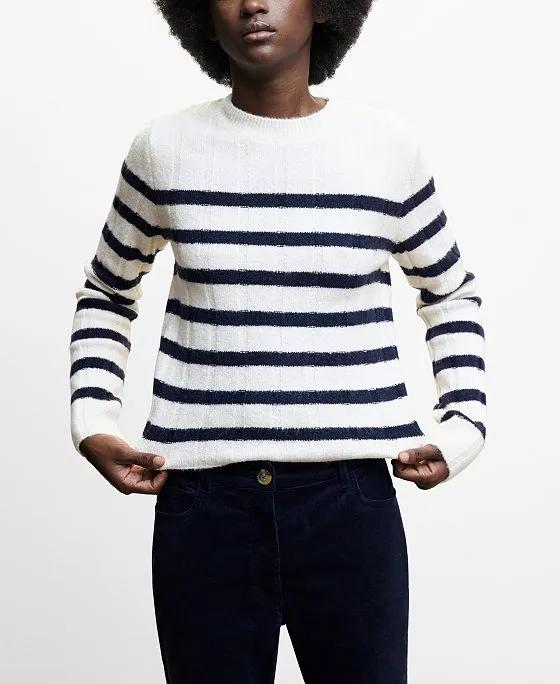 Women's Round-Neck Striped Sweater