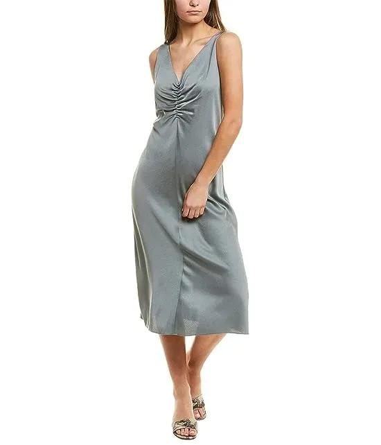 Women's Ruched Double V-Neck Dress
