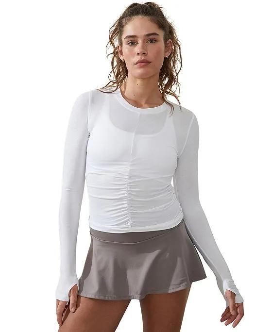 Women's Ruched Front Long Sleeve Top