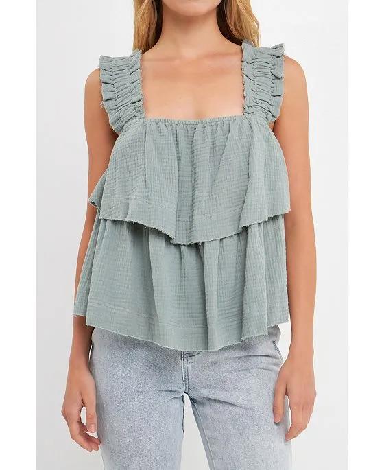 Women's Ruffled Straps with Tiered Top