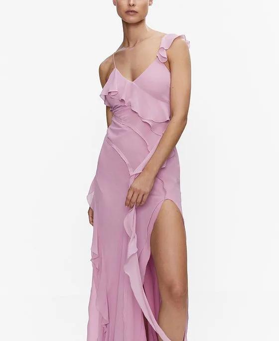 Women's Ruffles Slit Dress