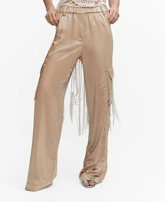 Women's Satin Cargo Trousers