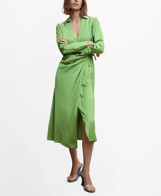 Women's Satin Draped Dress