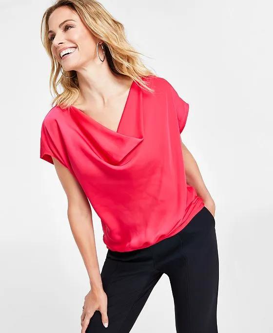  Women's Satin-Front Top, Created for Macy's