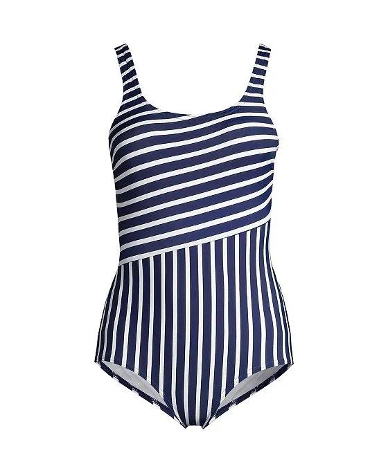 Women's   Scoop Neck Soft Cup Tugless Sporty One Piece Swimsuit Print