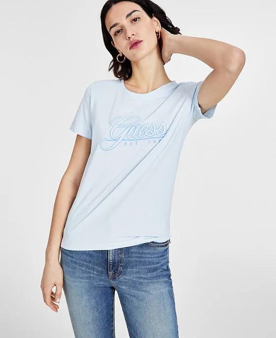 Women's Script Logo Short Sleeve Cotton T-Shirt 
