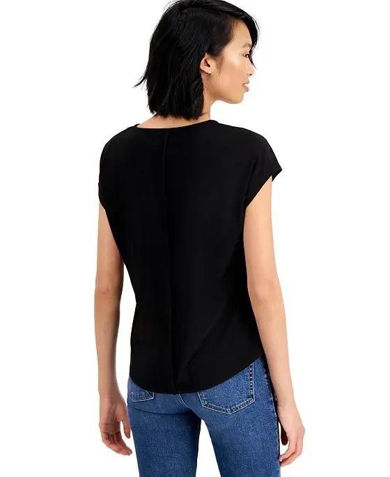 Women's Seamed V-Neck Top, Created For Macy's