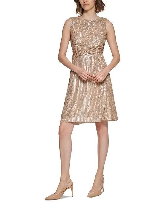 Women's Sequined Cowl-Back Dress