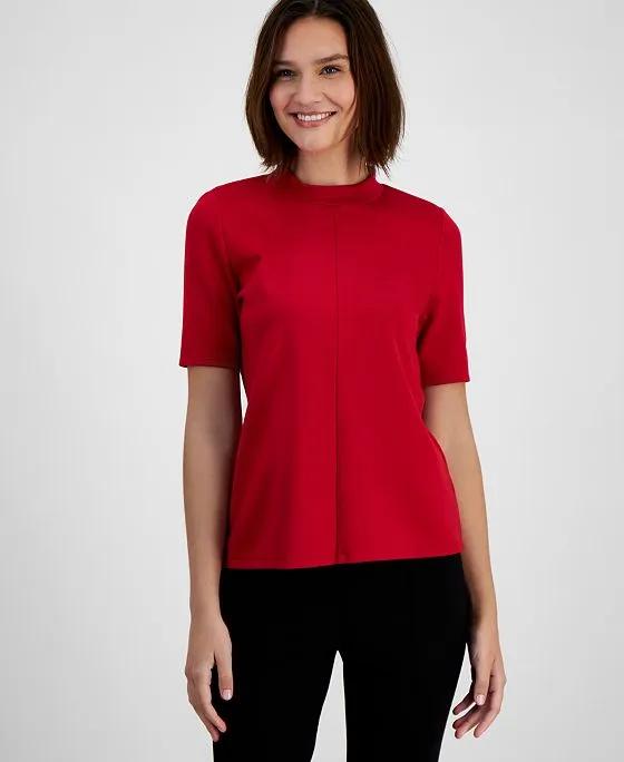 Women's Serenity Mock-Neck Short-Sleeve Top, Created for Macy's 